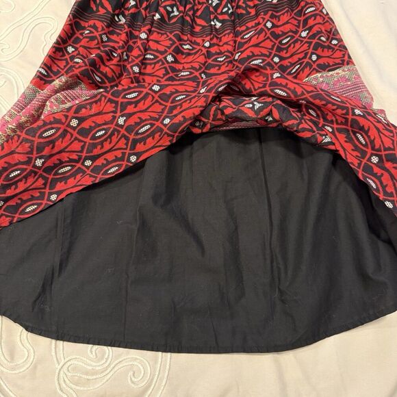 Free People Red Bohemian Festival Strap Dress Crochet Top Beads Size 0 - Picture 9 of 11